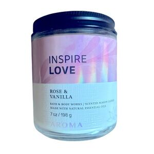 Bath & Body Works Rose & Vanilla Mason Jar Single Wick Candle 7oz